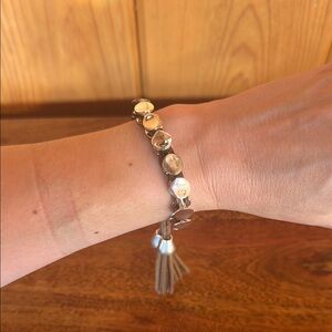 Robert Lee Morris Silver toned Beaded Bracelet with Tassel